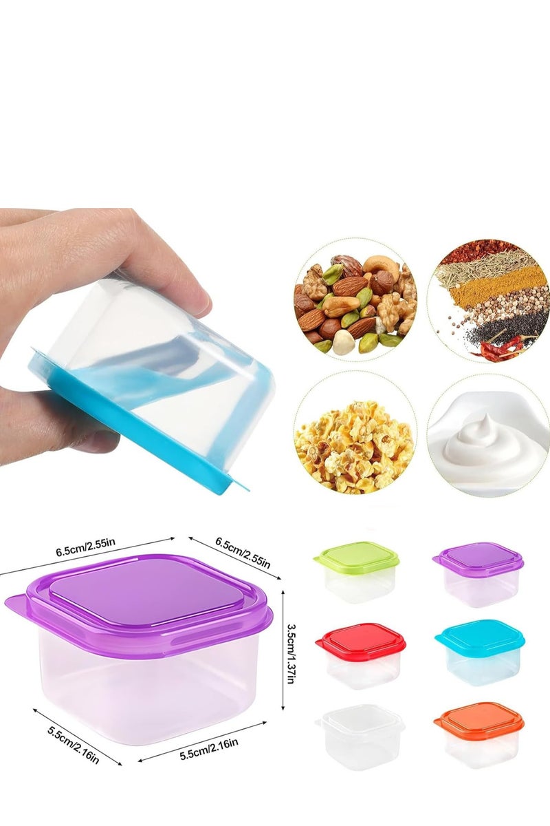 Flushrenic Baby food container，6PCS Small Plastic Containers, 100ml Baby Food Storage with Lids, BPA Free, 6 Colors, 6.5 x 3.5 cm, Rectangular, Leakproof, Stackable, Transparent - Image 2