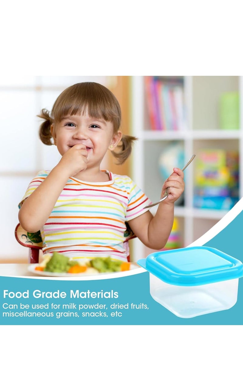 Flushrenic Baby food container，6PCS Small Plastic Containers, 100ml Baby Food Storage with Lids, BPA Free, 6 Colors, 6.5 x 3.5 cm, Rectangular, Leakproof, Stackable, Transparent - Image 3