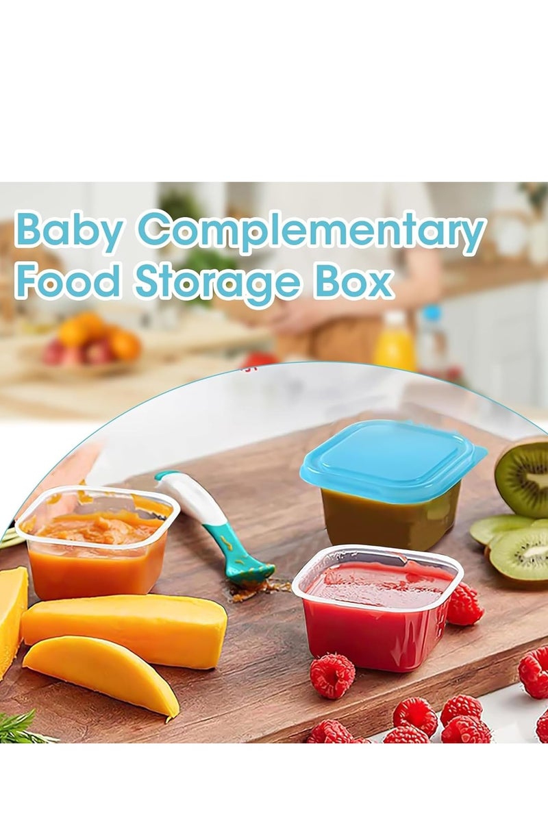 Flushrenic Baby food container，6PCS Small Plastic Containers, 100ml Baby Food Storage with Lids, BPA Free, 6 Colors, 6.5 x 3.5 cm, Rectangular, Leakproof, Stackable, Transparent - Image 4