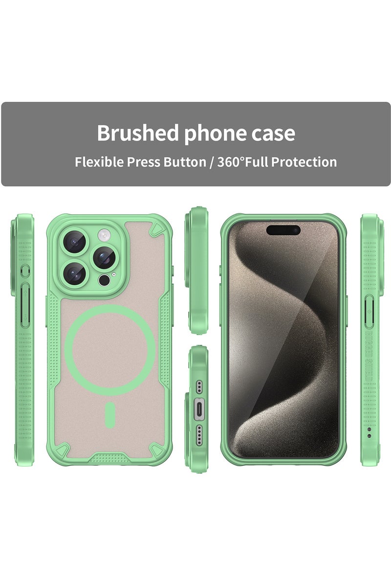 Cover For iPhone 13 Pro Max Armor Glaze MagSafe Magnetic Phone Case Raised edges around the screen and camera lens help prevent scratches - Green - Image 5