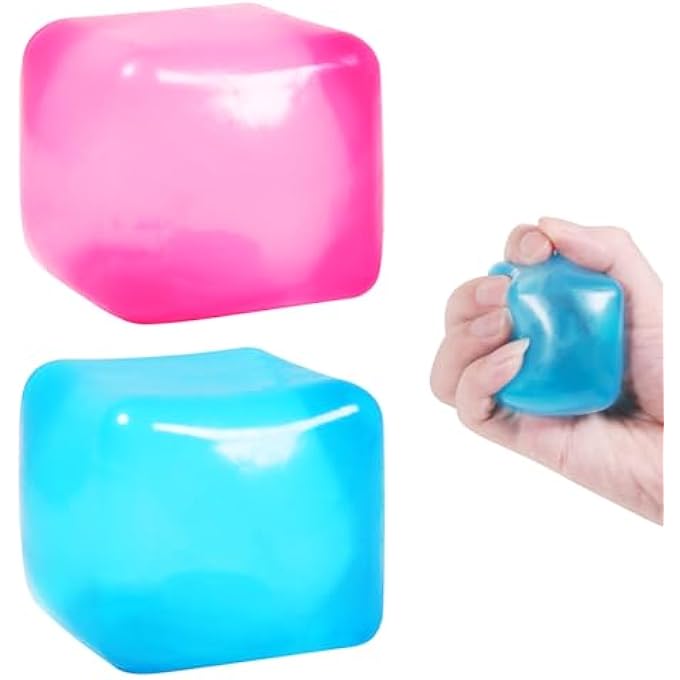 FauKait 2pack Stress Cube Squishy Stress Balls for Adults Kids Sensory Fidget Toy for Your Best Mellow and Chill -Ice Cubes-Square Shape with Filling in Random Color (2pcs Cube ) - Image 1
