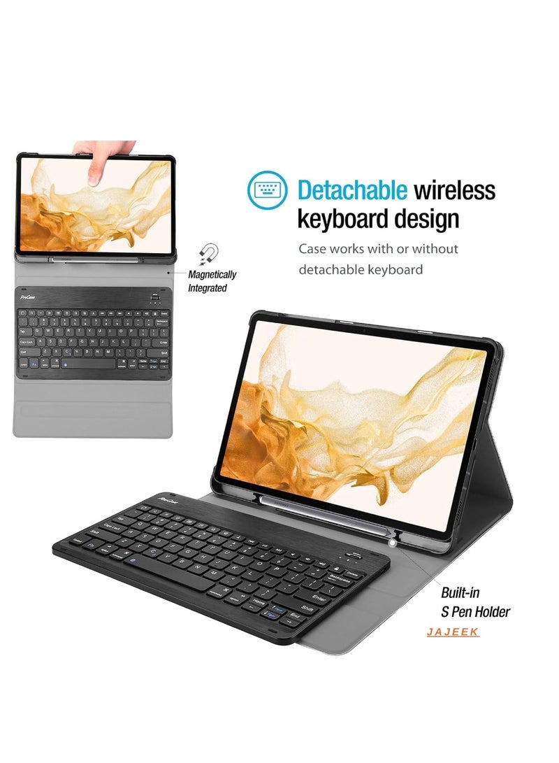 JAJEEK Wireless Keyboard Case for Galaxy Tab S8 Plus/S7 FE/S7 Plus 12.4 Inch – Detachable Magnetic, S Pen Holder, Lightweight & Protective Case (Black) - Image 2