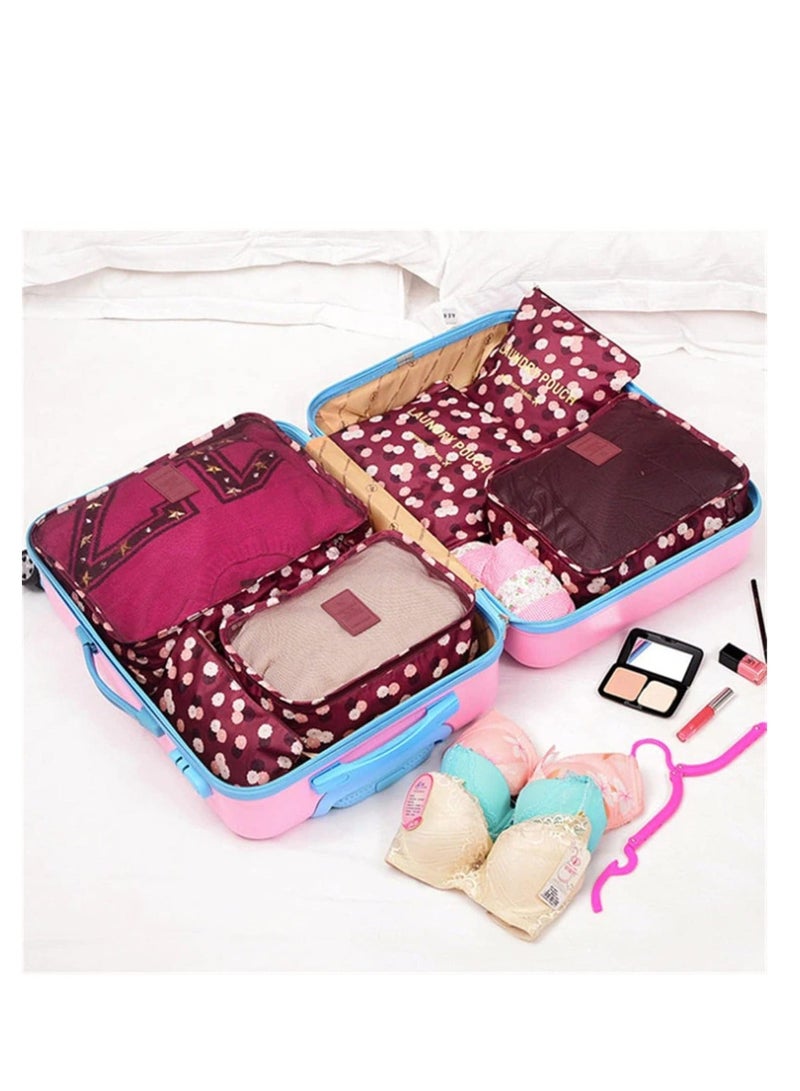 DUNISO 6 Pcs/2 Set total of 12 PCS Travel Storage Bag Set Multi-functional Clothing Sorting Packages Travel Packing Organizor Luggage Organizer Pouch (winered 12PCS) - Image 5