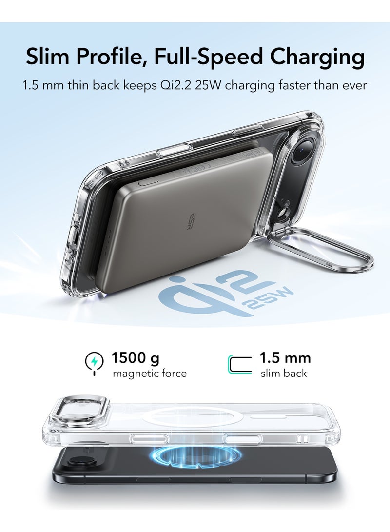ESR iPhone Air HaloLock Classic Hybrid Case with Stand – MagSafe Compatible Cover with Camera Control Button Military-Grade Drop Protection And Shock-Absorbing Corners - Clear - Image 5