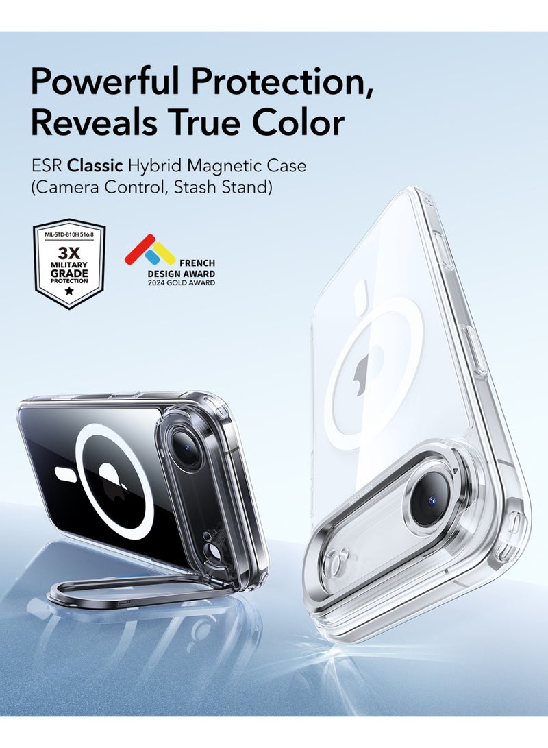 ESR iPhone Air HaloLock Classic Hybrid Case with Stand – MagSafe Compatible Cover with Camera Control Button Military-Grade Drop Protection And Shock-Absorbing Corners - Clear - Image 2