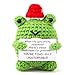 JULEASEL Mini Cute Positive Mushroom Frog Handmade Crochet Emotional Support Doll with Encouraging Card Uplifting Gift for Coworkers Friends Women Men Desk Decor - Image 2