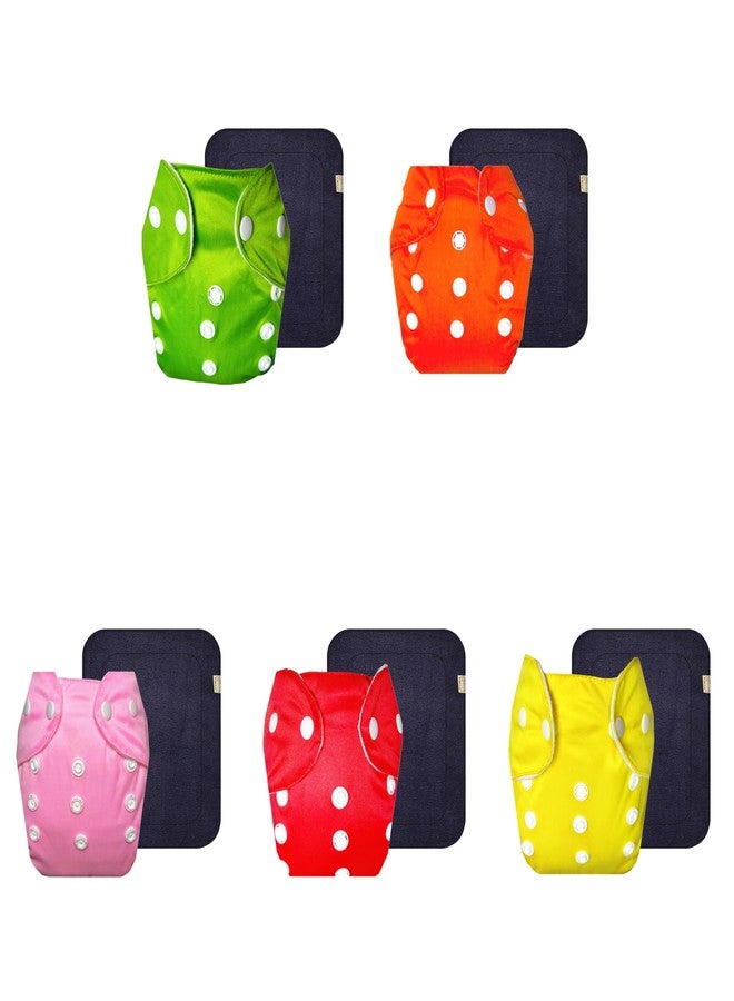 Dumbledo Lite Cloth Diaper with Gray Insert (Pack of 5) | Soft & Gentle | 6-Layer Absorbent Pad | Quick Dry | Designed by Moms | 3 Months - 2 Years | Unisex Baby - Image 1