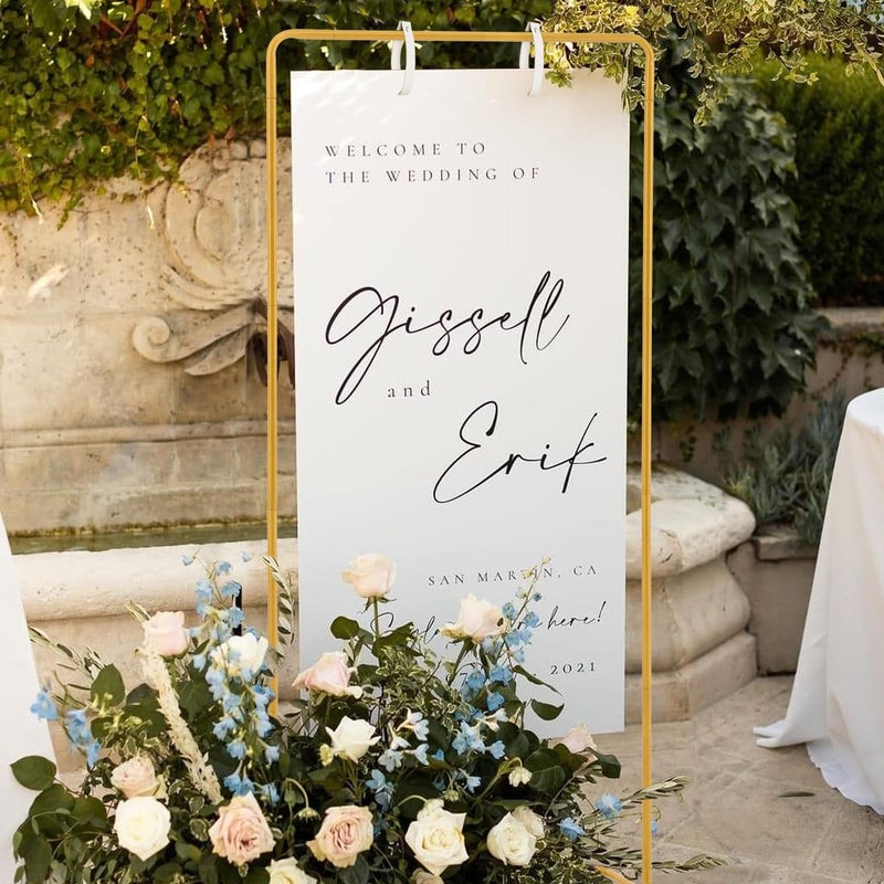 Fullvaseer Wedding Sign Holder,Adjustable Welcome to Our Wedding Sign Stand with 2 Leather Sign Hanging Straps,Wedding Seating Chart Stand for Party,Baby Shower,Graduation Ceremony(Posters Excluded) - Image 4