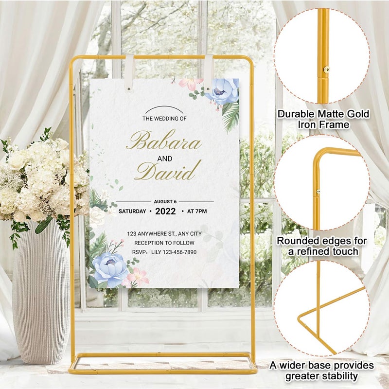 Fullvaseer Wedding Sign Holder,Adjustable Welcome to Our Wedding Sign Stand with 2 Leather Sign Hanging Straps,Wedding Seating Chart Stand for Party,Baby Shower,Graduation Ceremony(Posters Excluded) - Image 3