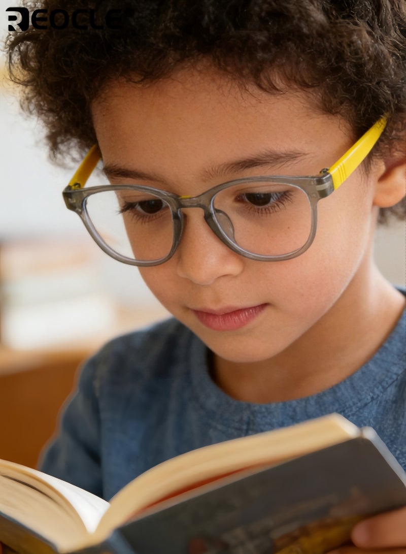 ريوكل نظارات زرقاء الضوء للأطفال بتصميم بحجم صغير وعدسات غير طبية، نظارات كمبيوتر بأسلوب مزخرف لحماية الشاشة للأولاد والبنات - Image 3