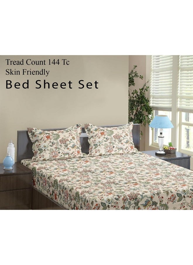 Trance Home Linen 144TC 100% Cotton 78"x60" Standard Queen Size Elastic Fitted Bedsheet | Printed Queen Bed Size Elasticated Fitted Bedspread with 2 Pillow Covers (Queen 78x60 inch, Malhaar Beige) - pzsku/Z74C91D855C9E5A8947F0Z/45/_/1741429288/0a04286f-41b8-40a7-acbb-23caf5271bb1