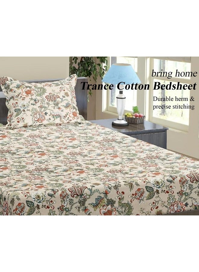 Trance Home Linen 144TC 100% Cotton 78"x60" Standard Queen Size Elastic Fitted Bedsheet | Printed Queen Bed Size Elasticated Fitted Bedspread with 2 Pillow Covers (Queen 78x60 inch, Malhaar Beige) - pzsku/Z74C91D855C9E5A8947F0Z/45/_/1741429353/226bea03-f1ad-4c86-8c7d-add1c5cb30c1