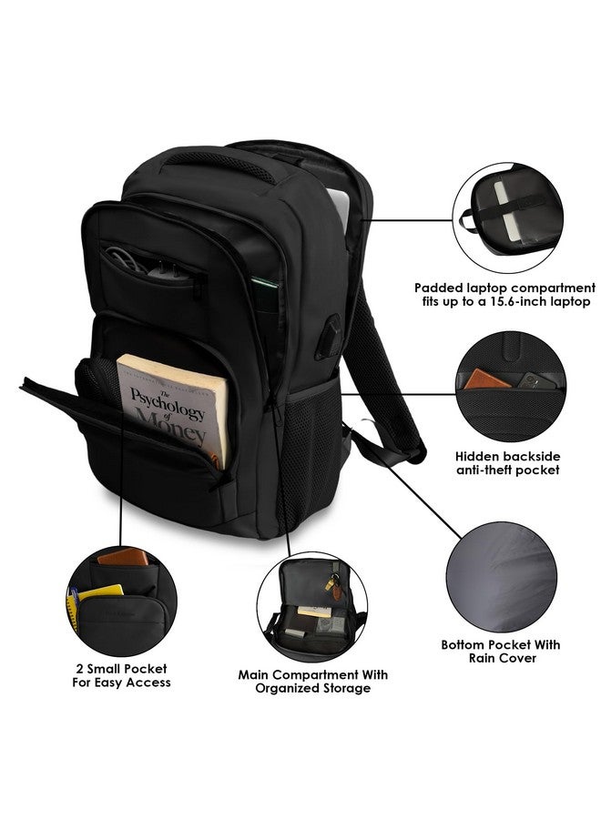 Red Lemon Swiss pack 26L Waterproof Laptop Backpack - Pro Series 2025 Model,15.6" Laptop Bag with Rain Cover for Men & Women, Ideal for Office, Travel, School & Daily Use (Midnight Black) - Image 4