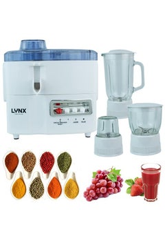 LYNX Multifunctional 4 in 1 Juicer and Food Processor, Blender, Chopper & Grinder with 1.25 L Glass Jar, 2 Speed Pulse Function LN-BL-4120