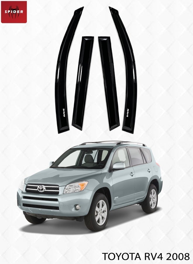 SPIDER Premium Window Deflector Set for Toyota RAV4 2008 | Unbreakable Injection Moulded Side Door Vent Visors, Rain Guard, Sun Shade, Fog Shield & Smoking Wind Deflector Pack | Easy Fit Full-Time Air Ventilation & Waterproof Car Accessories ERPC10085 - Image 1