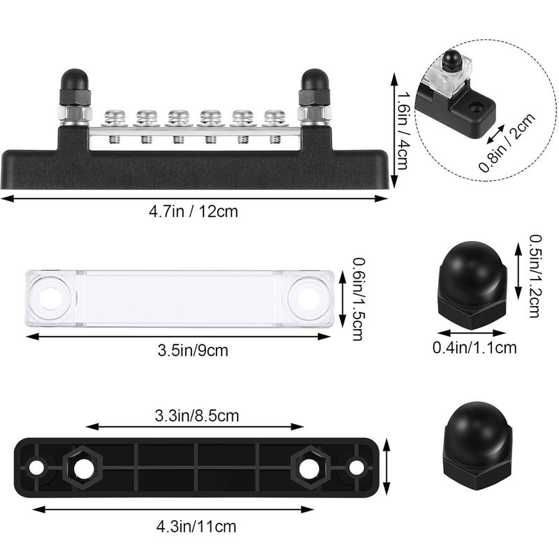 Weewooday 10-Gang BusBar with Cover - 6 Terminal Bus Bar 150 A Power Distribution Block - Image 2