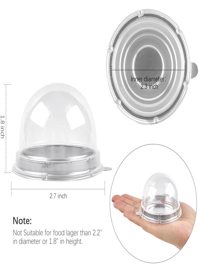 TOFLEN 100Pcs Clear Plastic Mini Cake Boxes with Dome Lids, Perfect for Mini Cupcake, Muffin, Chocolate Covered Cookie, Strawberry, Mooncake and More (Clear Base) - Image 2