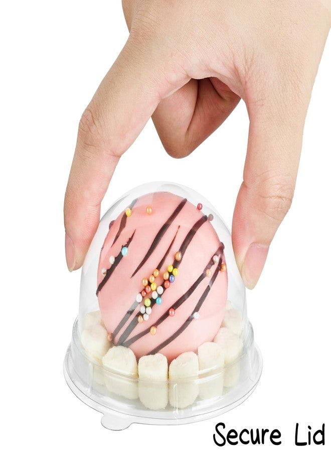 TOFLEN 100Pcs Clear Plastic Mini Cake Boxes with Dome Lids, Perfect for Mini Cupcake, Muffin, Chocolate Covered Cookie, Strawberry, Mooncake and More (Clear Base) - Image 5