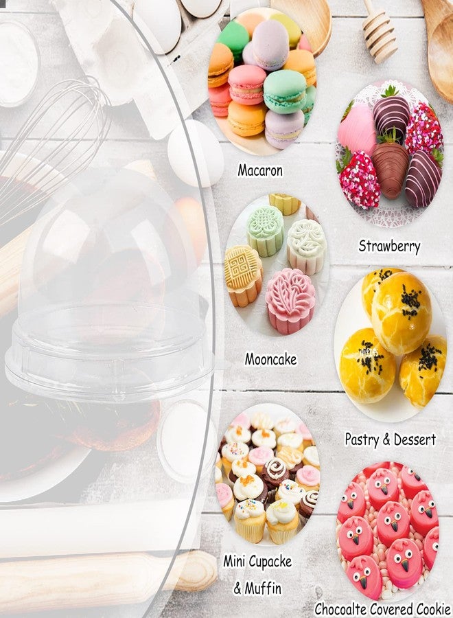 TOFLEN 100Pcs Clear Plastic Mini Cake Boxes with Dome Lids, Perfect for Mini Cupcake, Muffin, Chocolate Covered Cookie, Strawberry, Mooncake and More (Clear Base) - Image 4