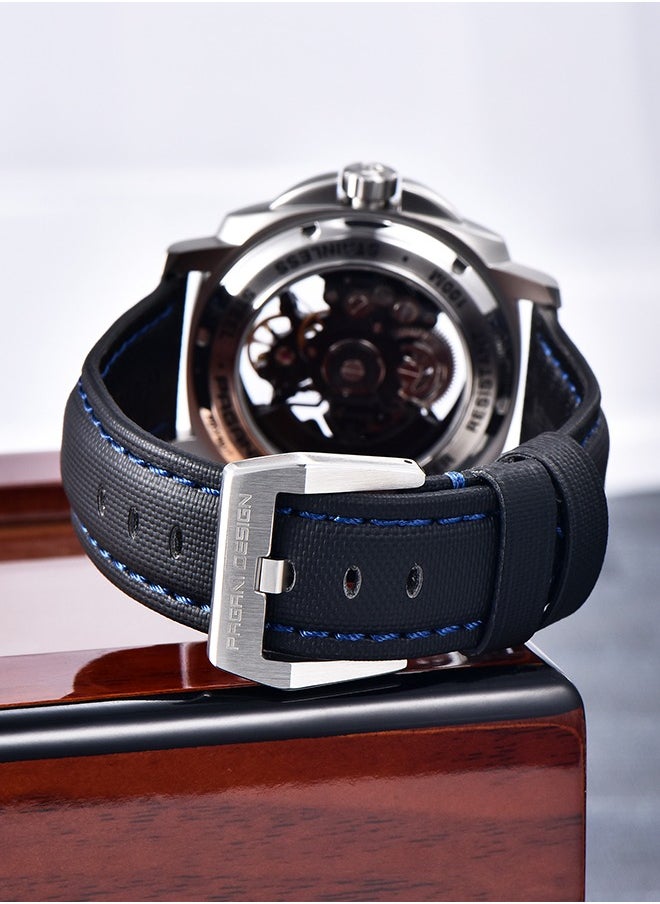 PAGANI DESIGN Automatic Men's Watches Stainless Steel Mechanical Skeleton Wrist Watch with PU Leather Watchband  - Image 5