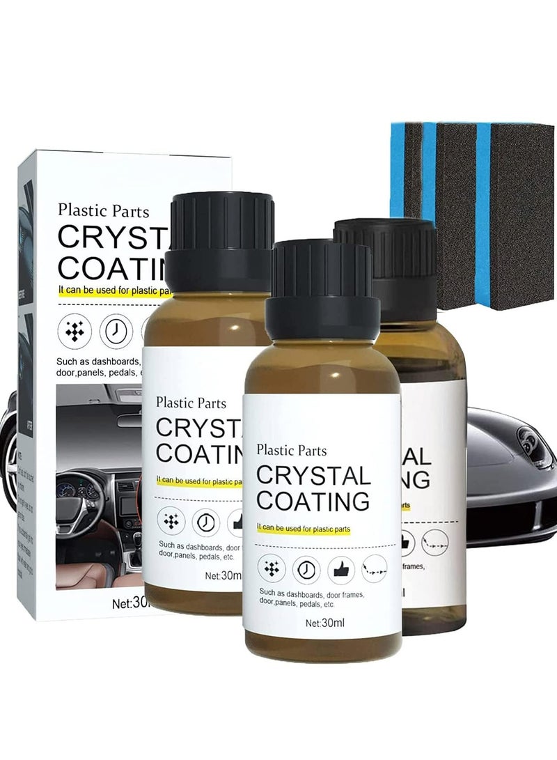 CMGTYYD 3-in-1 Crystal Coating for Car Plastic Parts, Plastic Restorer & Refresher for Car Interiors, High Gloss Hydrophobic Protector, Long-Lasting Shine (3PCS) - Image 1