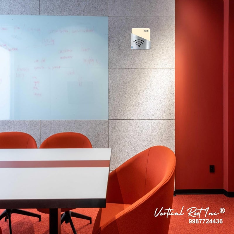 Vertical Root Inc ® Premium Cream Brush Silver Acrylic 5.5 x 5.8 INCH WiFi Door Stickers, Easy to Mount 3M Tape Stickers for Hotel Office Resort Society Company Factory Corporate Business Glass. - Image 4