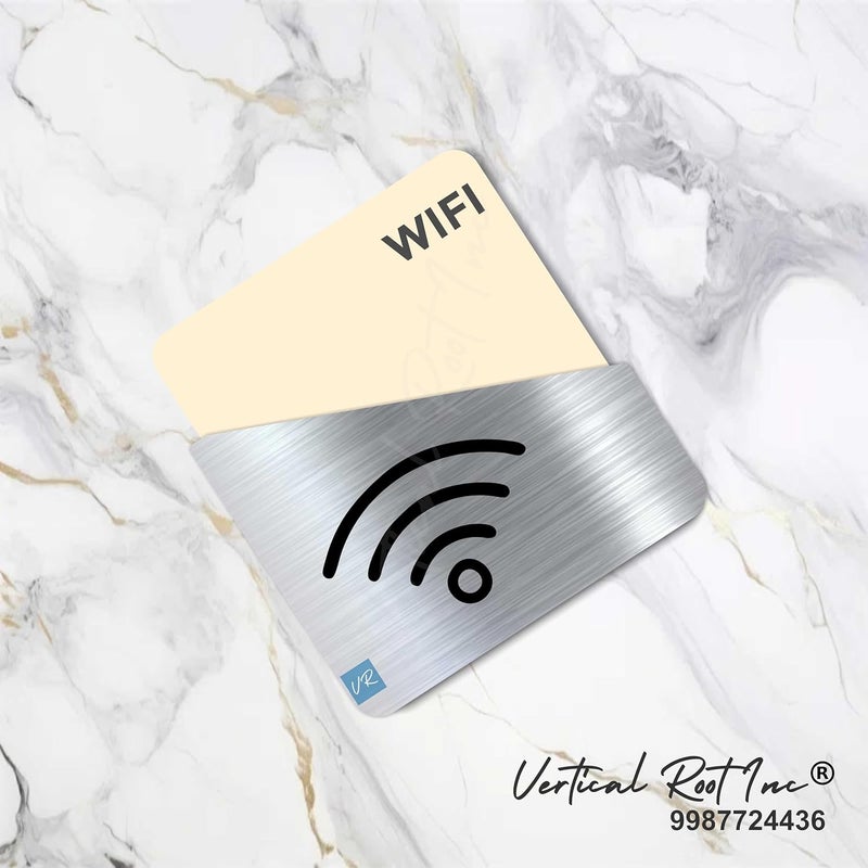 Vertical Root Inc ® Premium Cream Brush Silver Acrylic 5.5 x 5.8 INCH WiFi Door Stickers, Easy to Mount 3M Tape Stickers for Hotel Office Resort Society Company Factory Corporate Business Glass. - Image 3