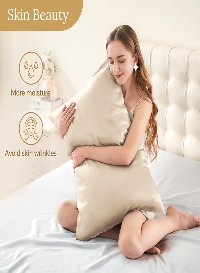 INFIIXSO Mulberry Silk Pillowcase for Hair and Skin, Silk Pillow Cases Queen Size Set of 2 with Hidden Zipper 20x30 Inches, Ultra Smooth and Soft Cooling Pillow Cases for Hot Sleepers(Beige, 2 Pack) - Image 4
