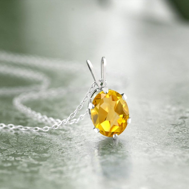 Gem Stone King 925 Sterling Silver Oval Gemstone Birthstone Pendant Necklace with 18 Inch Chain - Image 4