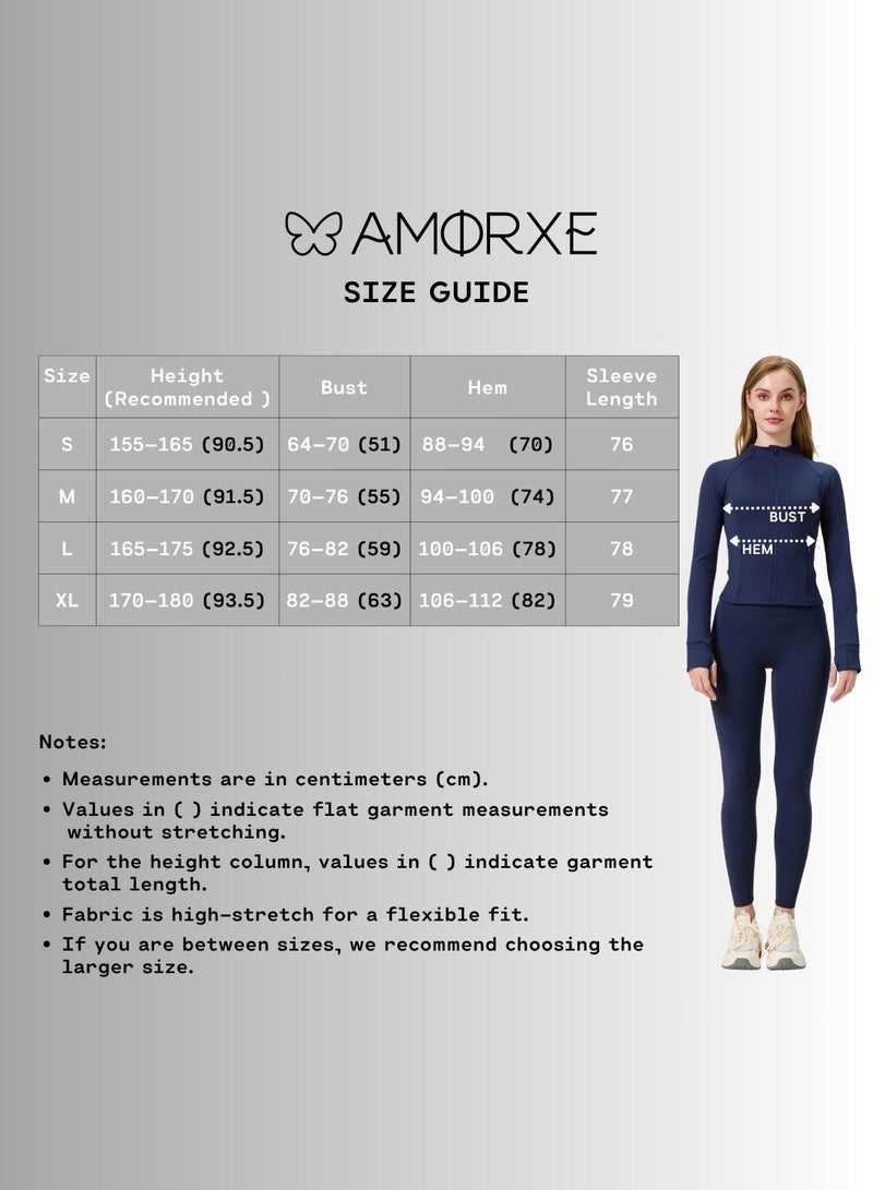 AMORXE Full Zip Women's Workout Jacket Slim Fit 2 Pockets Long Sleeve Thumbhole - Image 5