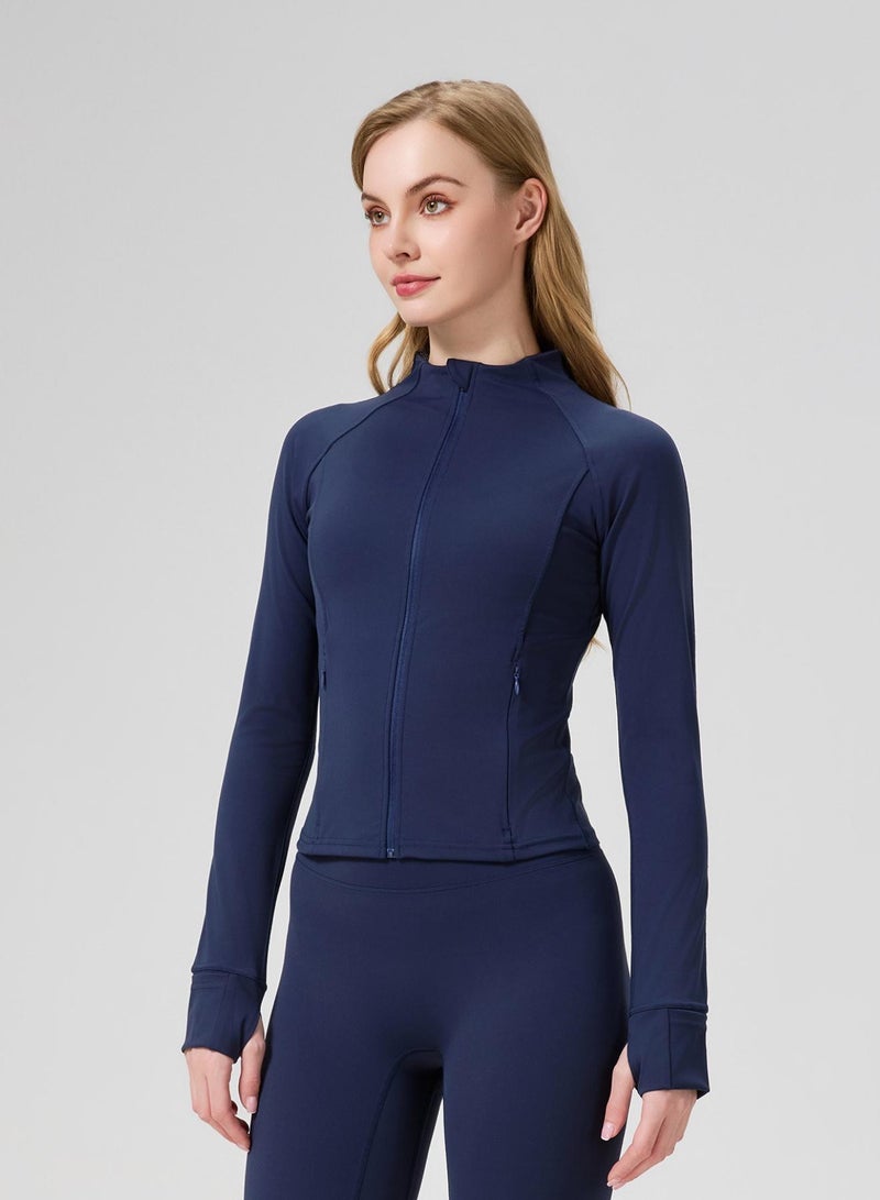 AMORXE Full Zip Women's Workout Jacket Slim Fit 2 Pockets Long Sleeve Thumbhole - Image 4