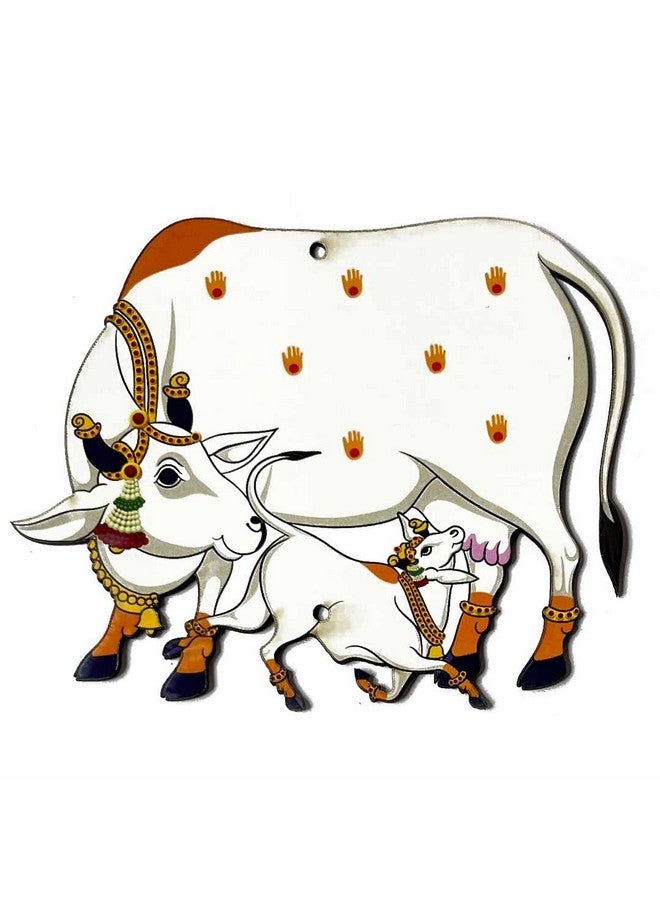 Adikala MDF Pichwai Cow with Calf Design Cutout for Diwali | Dussehra | Rangoli | Pooja | Festival Gift | Wedding Decorations 5-INCH (Set of 6) - Image 1