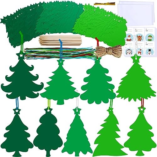 Winlyn 54 Sets 9 Styles Magic Color Scratch Green Christmas Tree Ornaments Christmas Rainbow Scratch Art Decorations Christmas Craft Kits for Kids Classroom Activities Winter Season Party Favors - Image 5