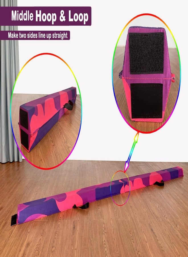 Marfula 6 FT / 8 FT / 9 FT Folding Gymnastics Beam Foam Balance Floor Beam - Extra Firm - Suede Cover - Anti Slip Bottom with Carry Bag For Kids/Adults Home Use (Pink Purple-Camo, 6 FT) - Image 4