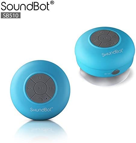 SoundBot سماعة شاور بلوتوث مقاومة للماء SoundBot SB510 HD، سماعة محمولة مع ميكروفون مدمج، 6 ساعات من وقت التشغيل، أزرار تحكم وكوب شفط مخصص - أزرق - Image 2