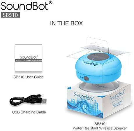 SoundBot سماعة شاور بلوتوث مقاومة للماء SoundBot SB510 HD، سماعة محمولة مع ميكروفون مدمج، 6 ساعات من وقت التشغيل، أزرار تحكم وكوب شفط مخصص - أزرق - Image 3