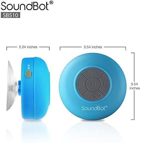 SoundBot سماعة شاور بلوتوث مقاومة للماء SoundBot SB510 HD، سماعة محمولة مع ميكروفون مدمج، 6 ساعات من وقت التشغيل، أزرار تحكم وكوب شفط مخصص - أزرق - Image 4