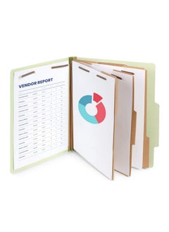 Blue Summit Supplies Green/Gray Classification Folders, Letter Size, 3 Dividers, With 2 Inch Tyvek Expansions, Classification Folders, 10 Pack  - Image 3