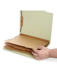 Blue Summit Supplies Green/Gray Classification Folders, Letter Size, 3 Dividers, With 2 Inch Tyvek Expansions, Classification Folders, 10 Pack  - Image 2