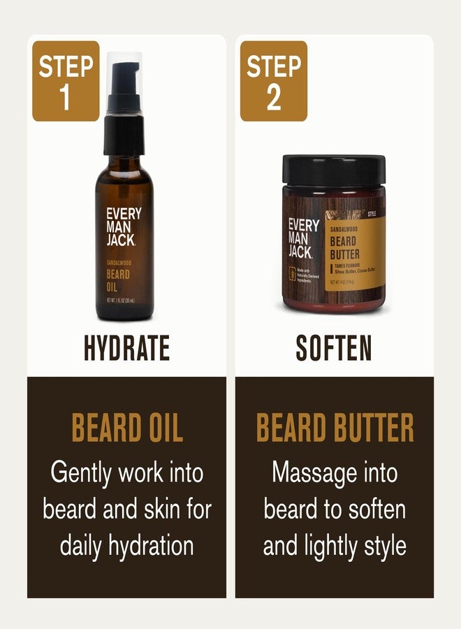 Every Man Jack Beard Oil & Scruff Softening Butter Bundle - Sandalwood Fragrance - Rejuvenates, Hydrates & Styles Dry Beards - Naturally Derived with Cocoa Butter and Shea Butter - Image 4