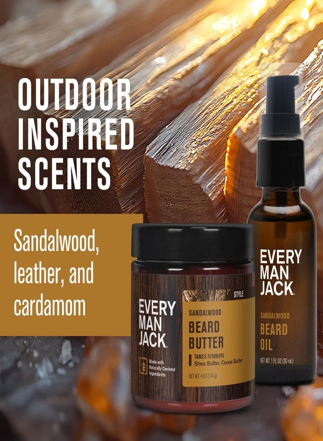 Every Man Jack Beard Oil & Scruff Softening Butter Bundle - Sandalwood Fragrance - Rejuvenates, Hydrates & Styles Dry Beards - Naturally Derived with Cocoa Butter and Shea Butter - Image 3