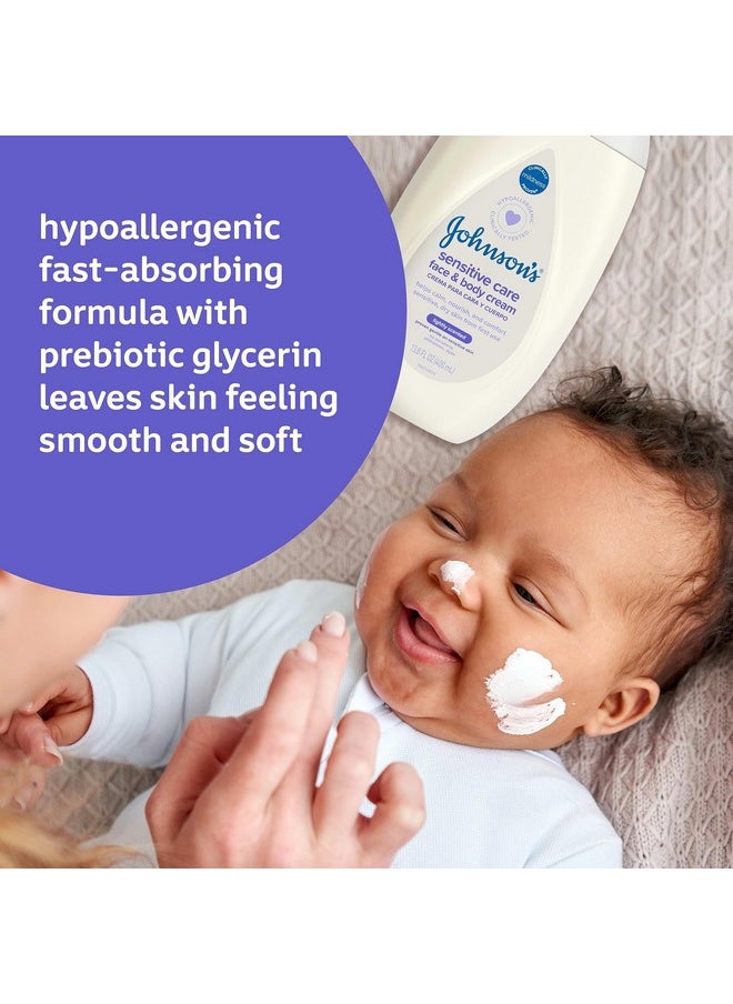 Johnson's Baby - Sensitive Care Face & Body Cream For Babies Daily Moisturizing Baby Cream To Calm Nourish & Comfort Dry Sensitive Skin Lightly Scented No Greasy Feel Hypoallergenic 13.6 Fl. Oz - Image 1