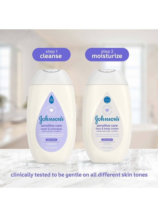 Johnson's Baby - Sensitive Care Face & Body Cream For Babies Daily Moisturizing Baby Cream To Calm Nourish & Comfort Dry Sensitive Skin Lightly Scented No Greasy Feel Hypoallergenic 13.6 Fl. Oz - Image 1