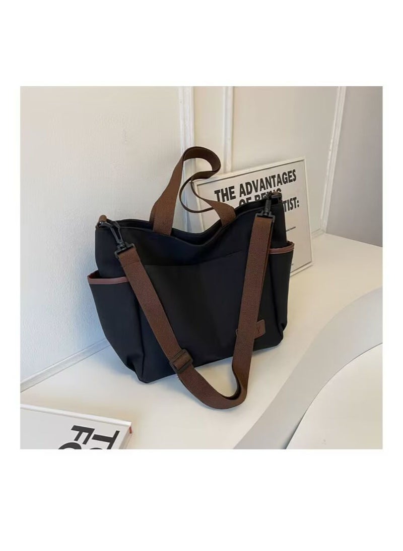 Large Capacity Shoulder Bag Durable Macaron Color Scheme Smooth Zipper Solid Color Tote Bag  - Image 3