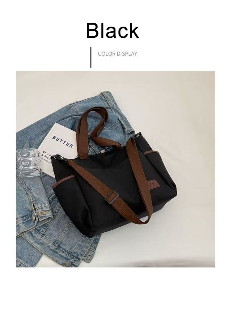 Large Capacity Shoulder Bag Durable Macaron Color Scheme Smooth Zipper Solid Color Tote Bag  - Image 2
