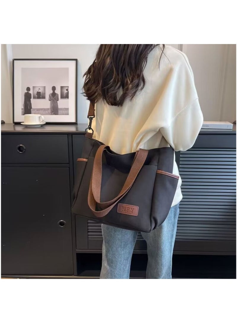 Large Capacity Shoulder Bag Durable Macaron Color Scheme Smooth Zipper Solid Color Tote Bag  - Image 1