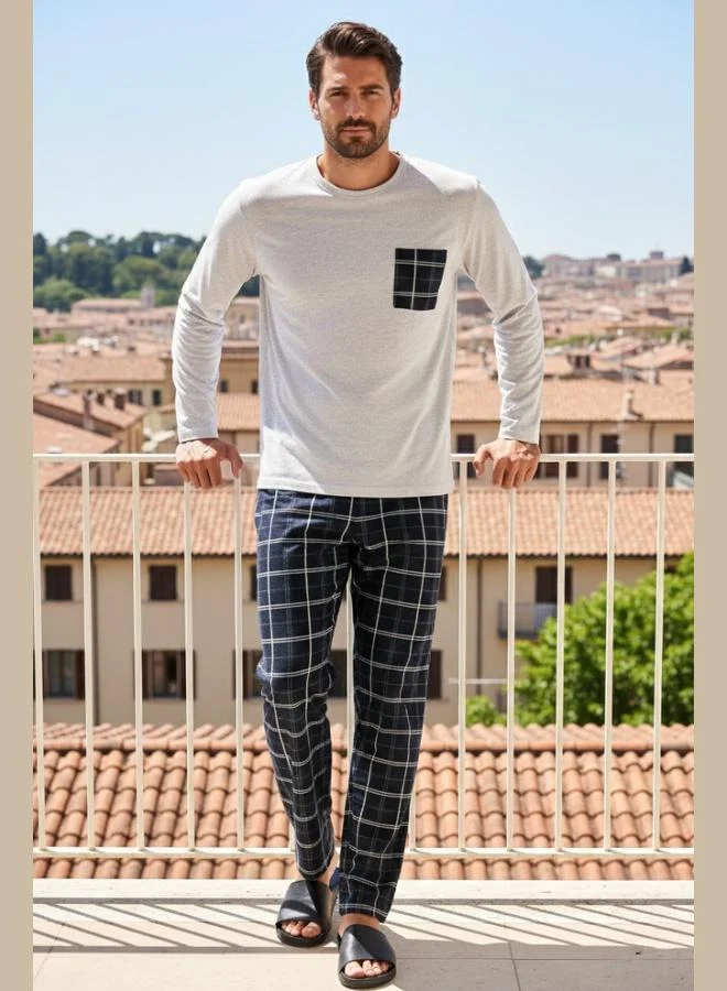Buratti Buratti Plaid Pocket Elastic Waist 100% Cotton Regular Fit Pajama Set Men's PAJAMAS SET 6572001
