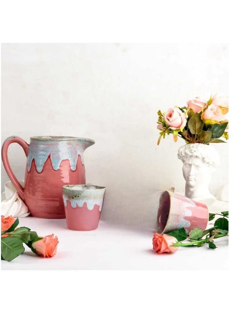 Tohfa Luxe Seashell Ceramic Jug & 2 Glasses Set