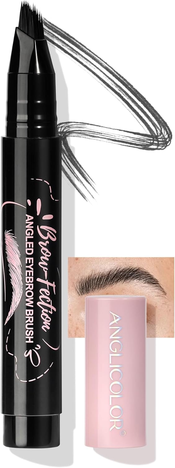 Anglicolor Eyebrow Pen Easy to Use Eyebrow Brush Quick DryingMicroblading Eyebrow Pen NaturalHairLike Strokes 24 hrs LongLastingWaterproofSmudgeProofMultiple Uses 05black