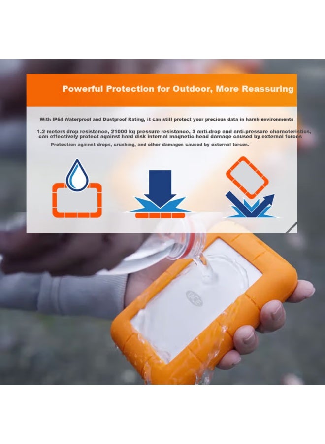 Lacie Rugged Mini Portable Hard Drive, 5tb, Shockproof, Water-resistant, Dustproof, Usb Type-c/usb3.2, Compatible With Mac, Small Footprint, Portable And Drop-resistant - Image 2